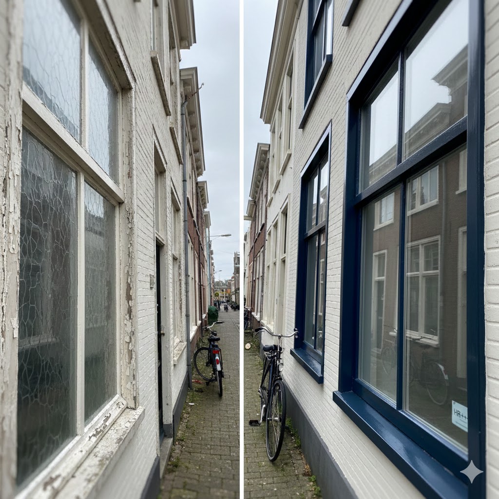 Jaren 30 woning in Den Helder met nieuwe houten kozijnen