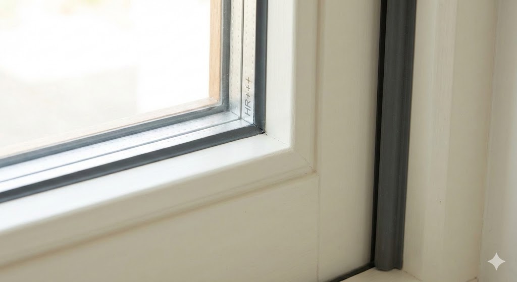 Detail van kierdichte houten kozijnafwerking